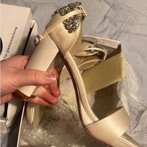 Elegant Cream Heels with Embellishments